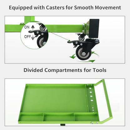 Rolling Tool Tray with Wheels,30×20 in Tear Down Work Table,220lbs Capacity Mechanics Rolling Work Table for Garage,Shop,DIY (Green) - size: Green