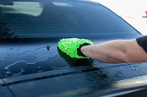 The Rag Company - Premium Chenille Microfiber Knobby Wash Mitts - Perfect for Car Washing and Detailing; Scratch-Free, Lint-Free, Double-Sided, Plush, and Absorbent; Blue (2-Pack) - color: Blue