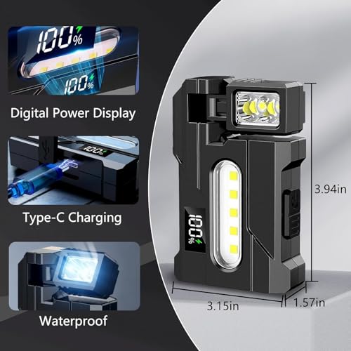 Wrrozz G5 Rechargeable EDC Flashlight, Black Flat Mini Pocket, Magnetic | Powerful 500 Lumens Super Bright Small Flash Light with Clip, 1500mAh Portable Keychain Torch for Outdoor Camping Emergencies - size: D-1 pack