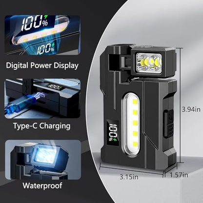 Wrrozz G5 Rechargeable EDC Flashlight, Black Flat Mini Pocket, Magnetic | Powerful 500 Lumens Super Bright Small Flash Light with Clip, 1500mAh Portable Keychain Torch for Outdoor Camping Emergencies - size: D-1 pack