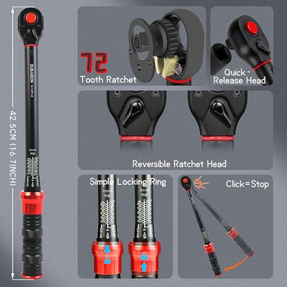 3/8-Inch Drive Torque Wrench 10-110ft.lb/13.56-149.14Nm, ±3% Precision Dual Direction Torque Wrenches with 72-Tooth Dual Range Scales with Ft.Lbs and N.m - size: 3/8" DR.『10-110 FT.LB』