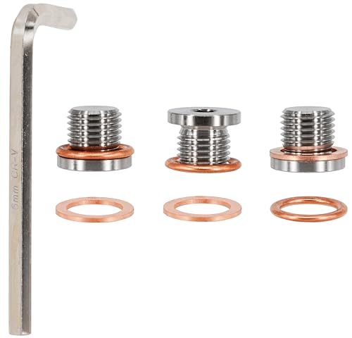3PCS Stainless Steel Oil Drain Plug Fit for 06-21 Audi A3 A4 A5 A6 A7 Q3 Q5 Q7 TT, 09-11 VW CC GTI Jetta Passat, Replace N91167901, N0160276 With Washer N0138157