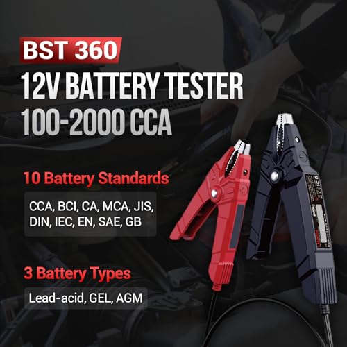 Launch Battery Tester, BST 360 Bluetooth Battery Test Clip, 12V Car Battery Tester with Charging System/Cranking Test, Auto Battery Analyzer for Cars/Trucks/RVs/Motorcycles/Boats