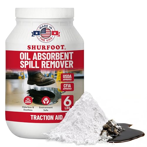 SHURFOOT 6lb Non-Slip Oil Absorbent - Provides Ice Traction & Vapor Suppression - Spill Control for Blood, Water & Oils - USDA Approved - Floor Dry Absorbent Odorless - Fire-Safe & Dustless - size: 6 LB