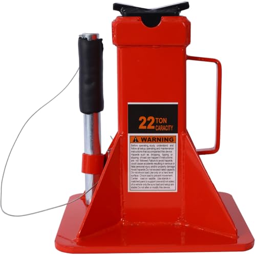 22-Ton Heavy-Duty Jack Stands, Adjustable Steel Support with Locking Pin, Professional Automotive Stand for Trucks, SUVs, and Vehicles, 44,000 lbs Capacity, 1 Pair (Red + Steel) - color: Red + Steel