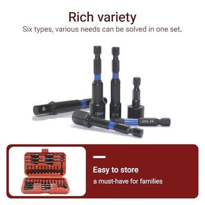 39-Piece Magnetic Nut Driver Set, Includes Metric & SAE Impact Driver Bit Set, Bit Extension & Drill Bit Adapter | 1/4" Hex Shank | Cr-V Steel, Screwdriver Bits, Bit Holder, Slotting Tool Box - size: 39-Piece Magnetic Nut Driver Set
