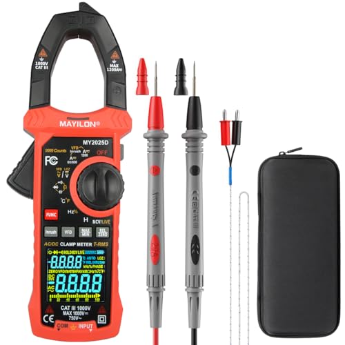 Digital Clamp Meter, 10000count Auto Ranging Multimeter, Voltmeter Supports 1000V AC/DC Voltage, 1200A AC/DC Current, Resistance, Capacitance, Continuity, Live Wire Test, NCV
