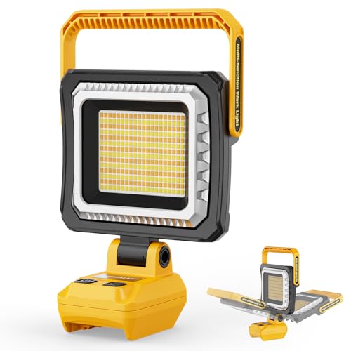 LED Work Light Compatible with DeWalt 20V Battery, 10000LM Cordless Scene Light, 3 Color Temperatures & 4 Brightness Modes, Rotatable Head, Battery Protection, Heat-Resistant Housing (Tool Only) - color: Yellow