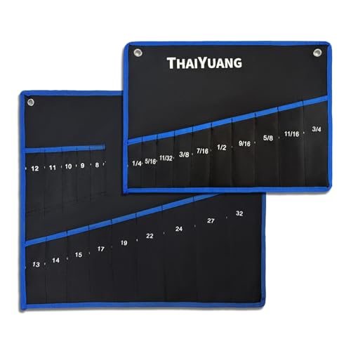 2 Piece Tools Wrench Roll Up Pouch - Wrench Organizer Roll & Wrench Storage Pouch With SAE & Metric Labels (14 pockets+10 pockets) - style: Big 14+10 Pockets