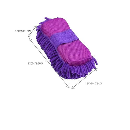 Scratch Free Chenille Microfiber Wash Mitt Car Wash Sponge for SUVs Boats - color: 2 Pack Purple