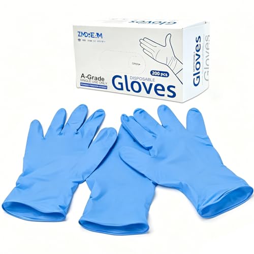 ZMDREAM Nitrile Gloves 4-mil Thick 200 & 2000 Counts Latex-Free, Powder-Free, Textured Grip 4 Sizes for Exam, Food Service - size: Medium
