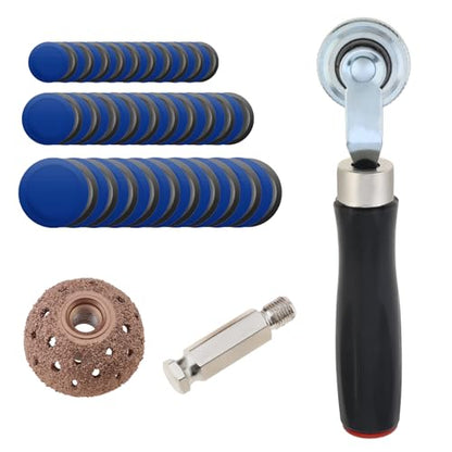 62Pcs Tire Tube Patch Kit, Tire Patch Roller, 60Pcs Wheel Patches(32mm/42mm/58mm) for Car and Motorcycle Wheel Repair
