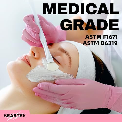 BEASTEK Nitrile Disposable Gloves, 4 mil Powder-Free Latex-Free Medical Food Grade Cleaning Esthetician Glove, 100 Pcs (Medium)