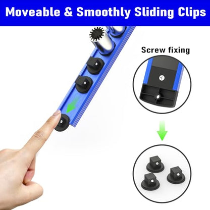 Magnetic Socket Holder Organizer Set, 6-Piece Heavy Duty Aluminum Alloy Socket Holder, 360° Swivel 1/2, 3/8, 1/4-Inch Sockets Trays Organizer Holds 80-Piece Standard Size