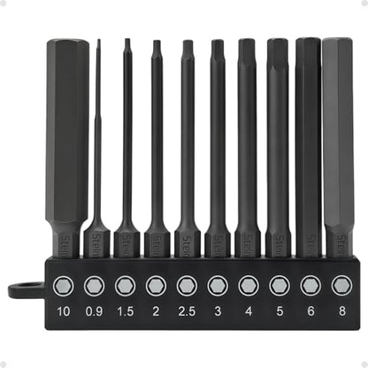 Impact Rated Screwdriver Bit Set, 3" Extended Long Magnetic Power Bits, Premium S2 Steel, Shock-Absorbing Design, 1/4" Hex Shank for Power Drill & Impact Driver (3 Inch Metric Hex) - size: 3 Inch Metric Hex