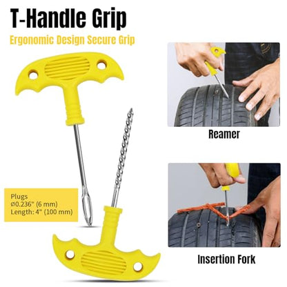 Tire Repair Kit, 33Pcs Heavy Duty Tire Plug Kit, Universal Tire Repair Tools to Fix Punctures and Plug Flats Patch Kit for Cars, Motorcycles, Atvs, Tractors, Etc - size: 33pcs
