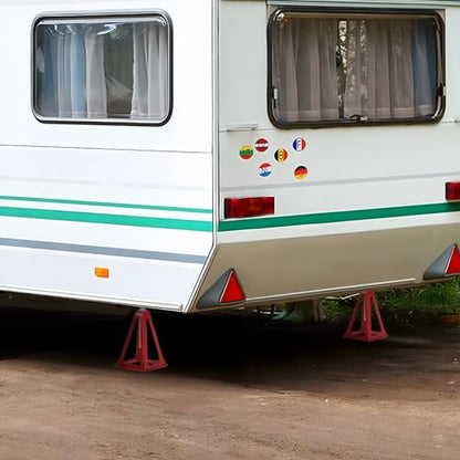 SHALL RV Stabilizer Jacks, 4-Pack Heavy Duty Aluminum Jack Stands for Travel Trailer Camper, Single Support up to 7500 Lbs, RV Leveling Screw Jack with Spare Nuts & Pads, Adjustable from 11" to 17"