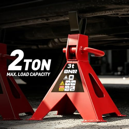 DNA Motoring 1 Pair Jack Stands, 3 Ton (6600 lbs) Capacity Car Lifting Stand, Adjustable Height Car Jack Stands for Cars, Sedans, Small Vehicles, SUV, TOOLS-00682-RD - style: 3 Ton Red