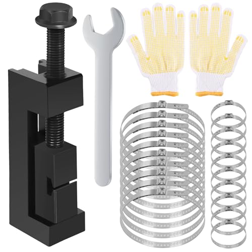 Swpeet 23Pcs Carbon Steel CV Axle Boot Clamp Tool with CV Boot Clamps, Wrench and Glove Assortment Kit, Boots Clamps Pliers Drive Shaft Axle Removal and Installation Tool for Most Cars - style: CV Boot Clamps and Drive Shaft Clamping Tool