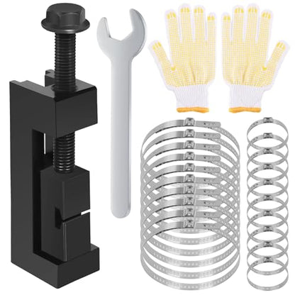 Swpeet 23Pcs Carbon Steel CV Axle Boot Clamp Tool with CV Boot Clamps, Wrench and Glove Assortment Kit, Boots Clamps Pliers Drive Shaft Axle Removal and Installation Tool for Most Cars - style: CV Boot Clamps and Drive Shaft Clamping Tool