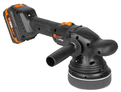 WEN 20V Max Cordless 5-Inch Dual Action Polisher and Waxer Kit with 4Ah Battery, Charger, and Polishing Pads (20875) - size: Cordless 5-Inch