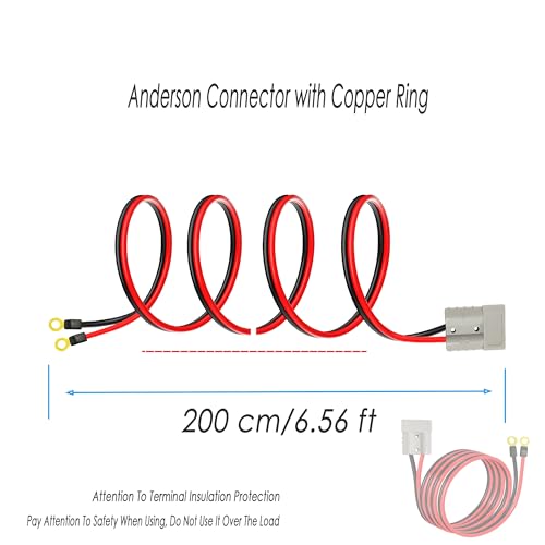 Anderson Plug Connector Cable,Electric Forklift Charging Plug,50A Battery Quick Jumper Cable Connector,with 10AWG 2M Cable Towing Winch Quick Connection .(Anderson 2m) - size: Anderson Plug Connector to Copper Ring 2M