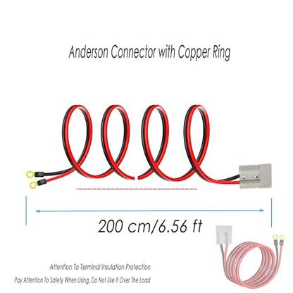 Anderson Plug Connector Cable,Electric Forklift Charging Plug,50A Battery Quick Jumper Cable Connector,with 10AWG 2M Cable Towing Winch Quick Connection .(Anderson 2m) - size: Anderson Plug Connector to Copper Ring 2M