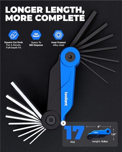Kraftek toolant 17PCS Folding Allen Wrenches Sets(Metric and SAE), Metric Allen Key Set 1.5mm- 8mm, SAE Hex Key Set 5/64”- 1/4", Folding Hex Keys for Home Repair and Bikes(EDC),gift for men - size: 17PCS(Folding)