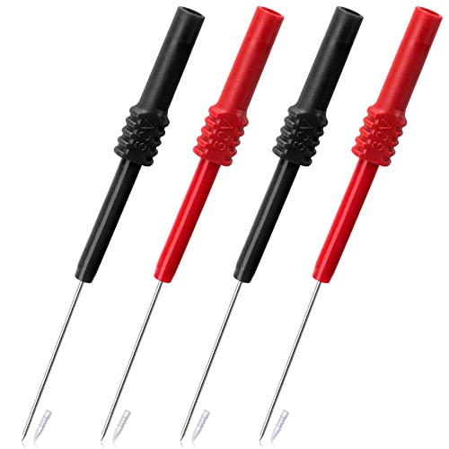 OIIKI 4 PCS Flexible Back Probe Pins, Bendable PVC Test Probes with 4mm Banana Socket Plug, Circuit Testers for Car Test, Automotive Repairing, Electrical Testing - Black, Red - color: Black, Red,4pcs