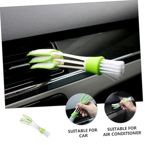 3pcs Car Air Vent Detail Brush Set for Interior Crevice and Louver Cleaning, Green Mini Duster Tools for Automotive Air Conditioner Vents and Dashboard Maintenance