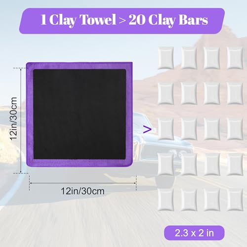 Clay Towel 2 Pack 12 x 12 Inch, Orange Clay Bar Towel for Auto Detailing Microfiber Car Cloth Cleaner Automotive for Car Detailing - color: Purple