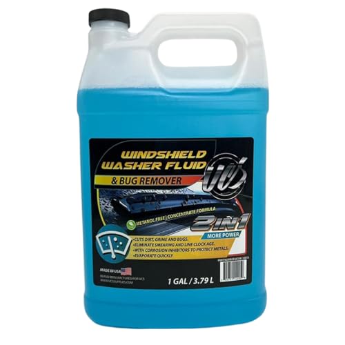 UCS Windshield Washer Fluid 2-in-1 Bug Remover – Ready to Use Formula – Streak-Free Cleaning – Removes Dirt & Road Grime – 1 Gallon (128 fl oz) Methanol-Free - color: Blue, size: 128 Fl Oz (Pack of 1)