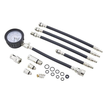 Compression Test Kit, Standard Gauge, For Auto, Marine & Small Engines | Includes Multiple Adapters and Hoses, Air Hold Quick Connect Feature, Molded Case for Easy Storage and Transport