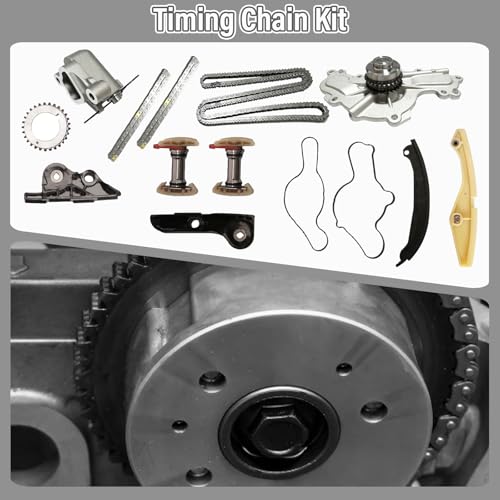 3.5 Timing Chain Kit with Water Pump + Camshaft Holding Tool with Chain Alignment Tool Fit for 2011-2019 Ford Edge/Explorer/Flex/Taurus 3.5L 3.7L V6,Timing Chain Set for 303-1248 BL3Z6268A
