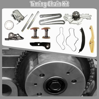 3.5 Timing Chain Kit with Water Pump + Camshaft Holding Tool with Chain Alignment Tool Fit for 2011-2019 Ford Edge/Explorer/Flex/Taurus 3.5L 3.7L V6,Timing Chain Set for 303-1248 BL3Z6268A