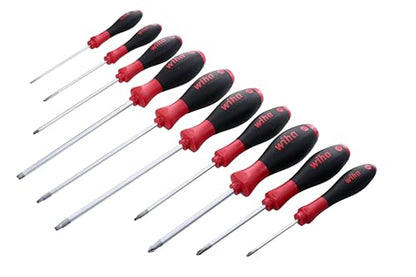 Wiha 30290 SoftFinish Grip ScrewDriver Set, Slotted 3.0-6.5, Phillips Number 0 -2 and Square Number 1-3, 10-Piece Set - style: 10 Pieces