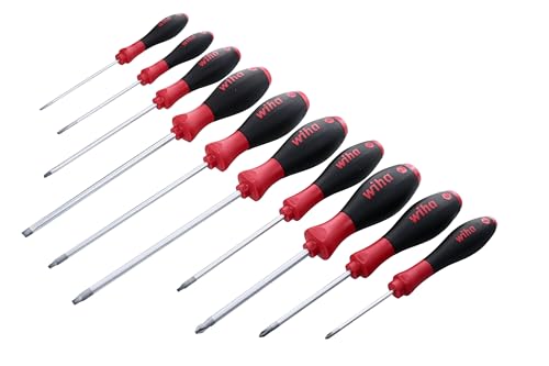 Wiha 30290 SoftFinish Grip ScrewDriver Set, Slotted 3.0-6.5, Phillips Number 0 -2 and Square Number 1-3, 10-Piece Set - style: 10 Pieces