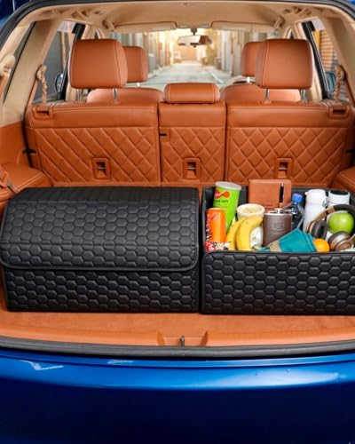 Owleys Car Storage Organizer Bundle - Two Foldable Crates For Groceries, Gear & Trips - Durable SUV And Truck Storage Set - Thoughtful Birthday Gifts For Drivers (Black 17+21) - color: Black 17+21