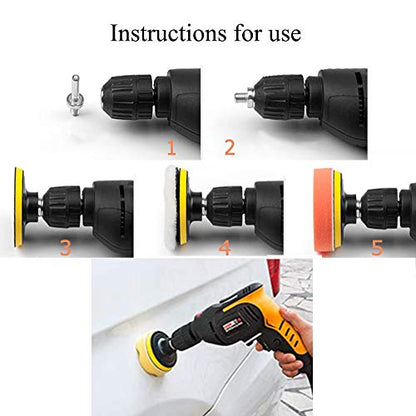 11Pcs 3 Inch Car Foam Drill Polishing Pad Kit Buffing Sponge Pads Kits by Yesallwas,for Car Sanding, Polishing, Waxing (8 Polishing Pads,1 Woolen Buffer, 1 Thread Drill Adapter with Shank) - size: 3"/80mm 11pcs