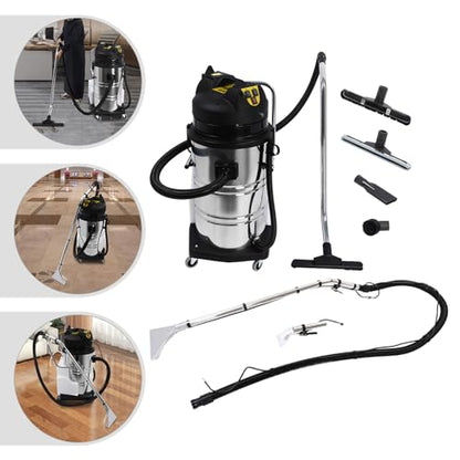 2110W Commercial Carpet Cleaner Machine - 5.3Gal Portable Extractor with 4 Attachments, 250mbar Suction, IPX4 Waterproof for Hotel/Upholstery/Office Cleaning