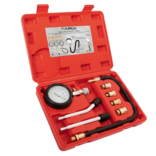 0-300psi Compression Tester 8pcs Small Engine Cylinder Compression Tester Kit with Adapters for Cars Trucks Motorcycles
