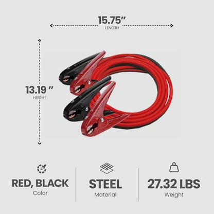 Master Mechanic 2-Gauge Heavy Duty Jumper Cables for Car and Truck Battery Quick Start Kit with Copper Clamps, Automotive Power Accessories, 20-Ft