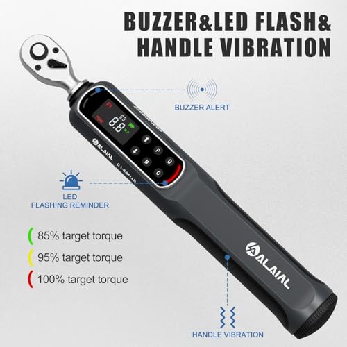 1/4 Drive Digital Torque Wrench, 0.1-8.8 Ft.Lb/0.2-12 Nm Drive Dual Direction Rachet Torque Wrench with Vibration, Buzzer and LED Alert, Electronic Torque Wrench for Bike Motorcycle Car Repair - size: 0.1-8.8 Ft.Lb/0.2-12 Nm-1/4"