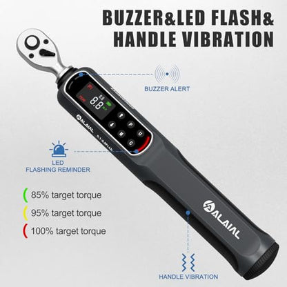 1/4 Drive Digital Torque Wrench, 0.1-8.8 Ft.Lb/0.2-12 Nm Drive Dual Direction Rachet Torque Wrench with Vibration, Buzzer and LED Alert, Electronic Torque Wrench for Bike Motorcycle Car Repair - size: 0.1-8.8 Ft.Lb/0.2-12 Nm-1/4"