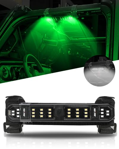 SUNPIE UTV Dome Light SXS Interior Wireless Lighting LED Battery Powered Rechargeable Upgrade Button&Magnet for Polaris Talon/Pioneer Kawasaki Mule/Teryx Can Am ATV Truck Tractor Boat, Four Modes - color: 1 PC of White and Green