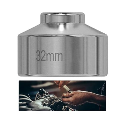 1 Pcs Silvery 32mm Oil Filter Socket Wrench,3/8 Inches Oil Filter Removal Tool Compatible With Gm, Audi, Bmw, Polaris, Volkswagen, Vw, Saab, Pontiac