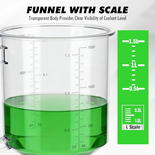 20-Piece Engine Oil Funnel Kit, 1.59QT/1.5L Oil Funnel Set with 12 Adapters, Siphon Hose Pump, Towel, Elbow Fitting, Arrow Screen and Magnetic Storage Hooks Tray, Compatible with GM/Ford/BMW/Audi Etc. - color: Multi-Color