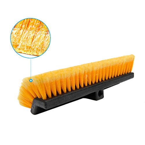 CARCAREZ 15" Flow-Thru Bi-Level Car Wash Brush Head Fits for RV Cleaning with Feather-Tip Bristles Orange