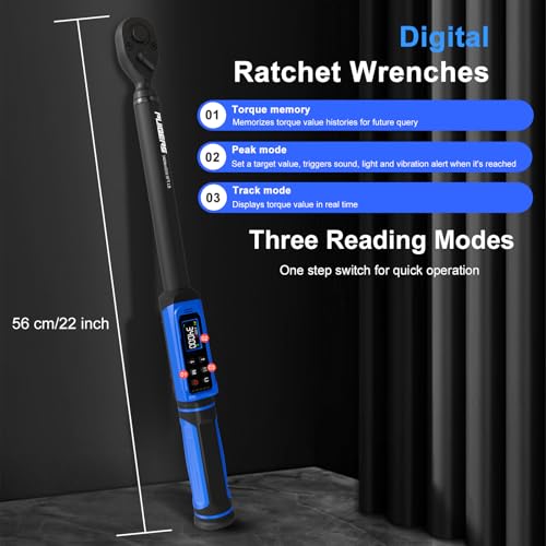 Digital Torque Wrench 1/2" Drive 3.8-250.8FT.LB (5-340Nm),Electronic Torque Wrench ±1% High Accuracy,5 Units LCD with Buzzer & LED Alerts For Car Bike Moto Truck - size: 1/2" 3.8-250.8 FT.LB