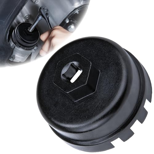 Oil Filter Wrench, 64mm 14 Flute Oil Filter Removal Tool, Compatible with Toyota Lexus, Camry, 4 Runner, RAV4, Tundra, 2.5 L-5.7 L Engines, 3/8 Inch Square, Cartridge Style Oil Filter Socket (Black) - color: Black